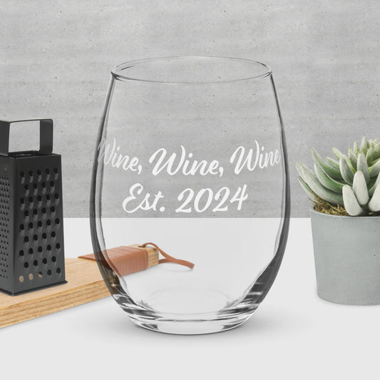 "Wine, Wine, Wine" Stemless Wine Glass White